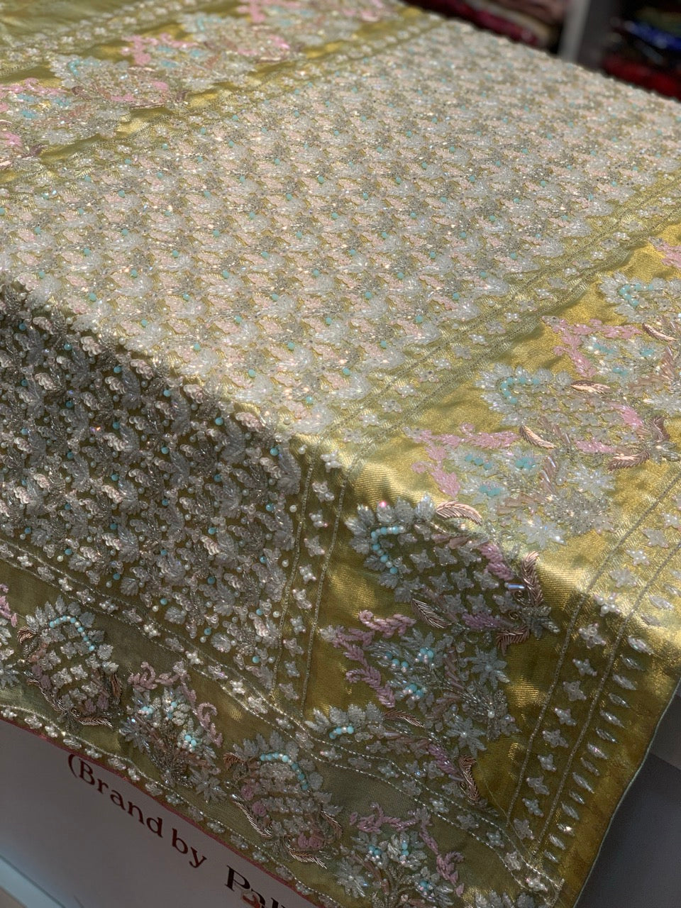 Pista Green Pure Kanjivaram x Hand Embroidery