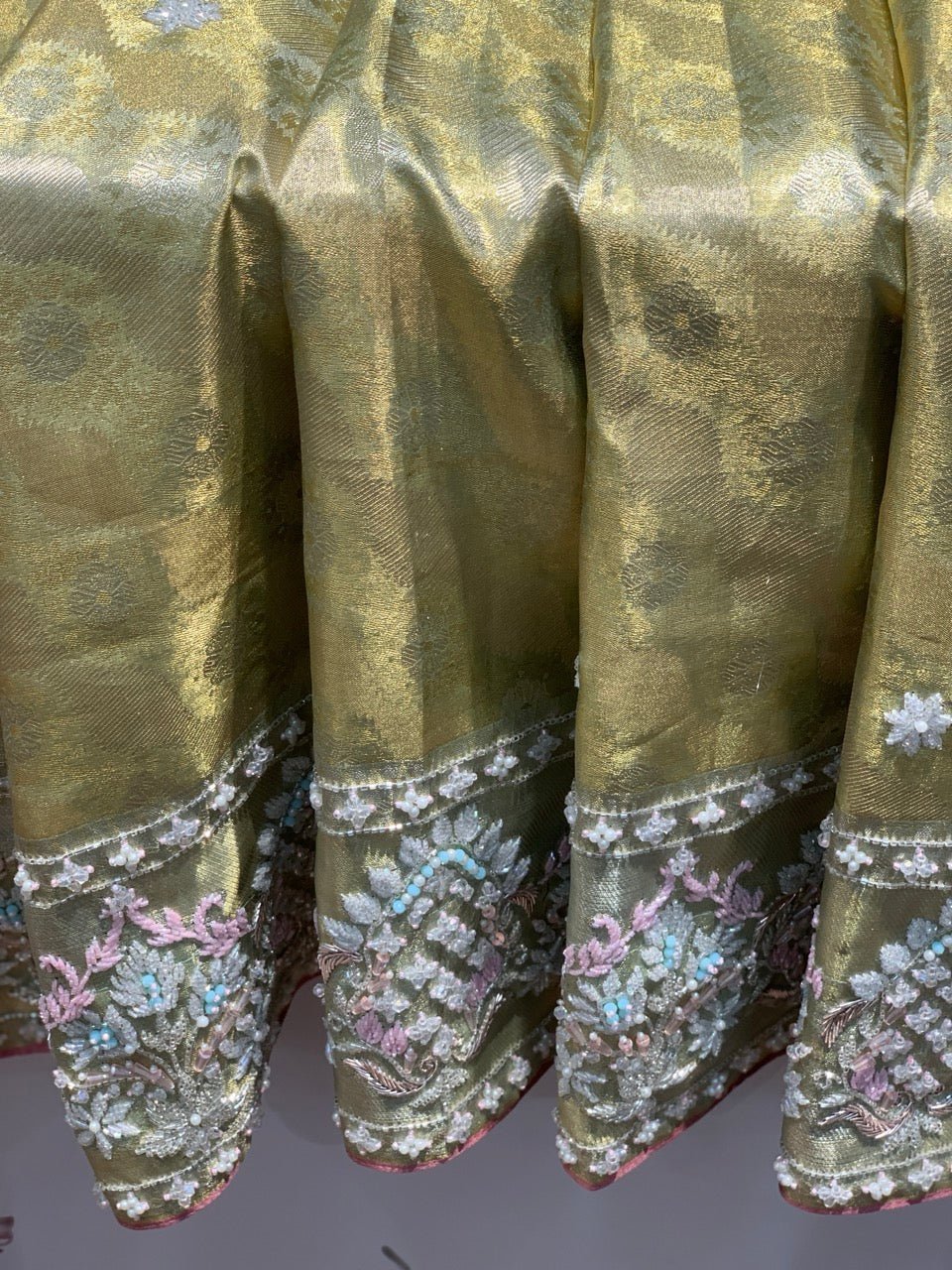 Pista Green Pure Kanjivaram x Hand Embroidery