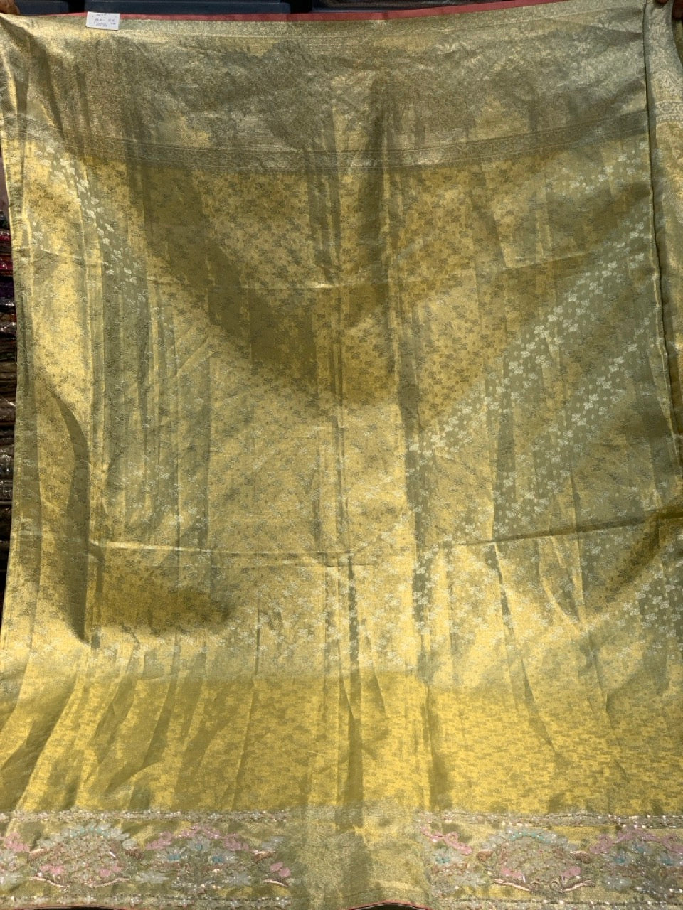 Pista Green Pure Kanjivaram x Hand Embroidery