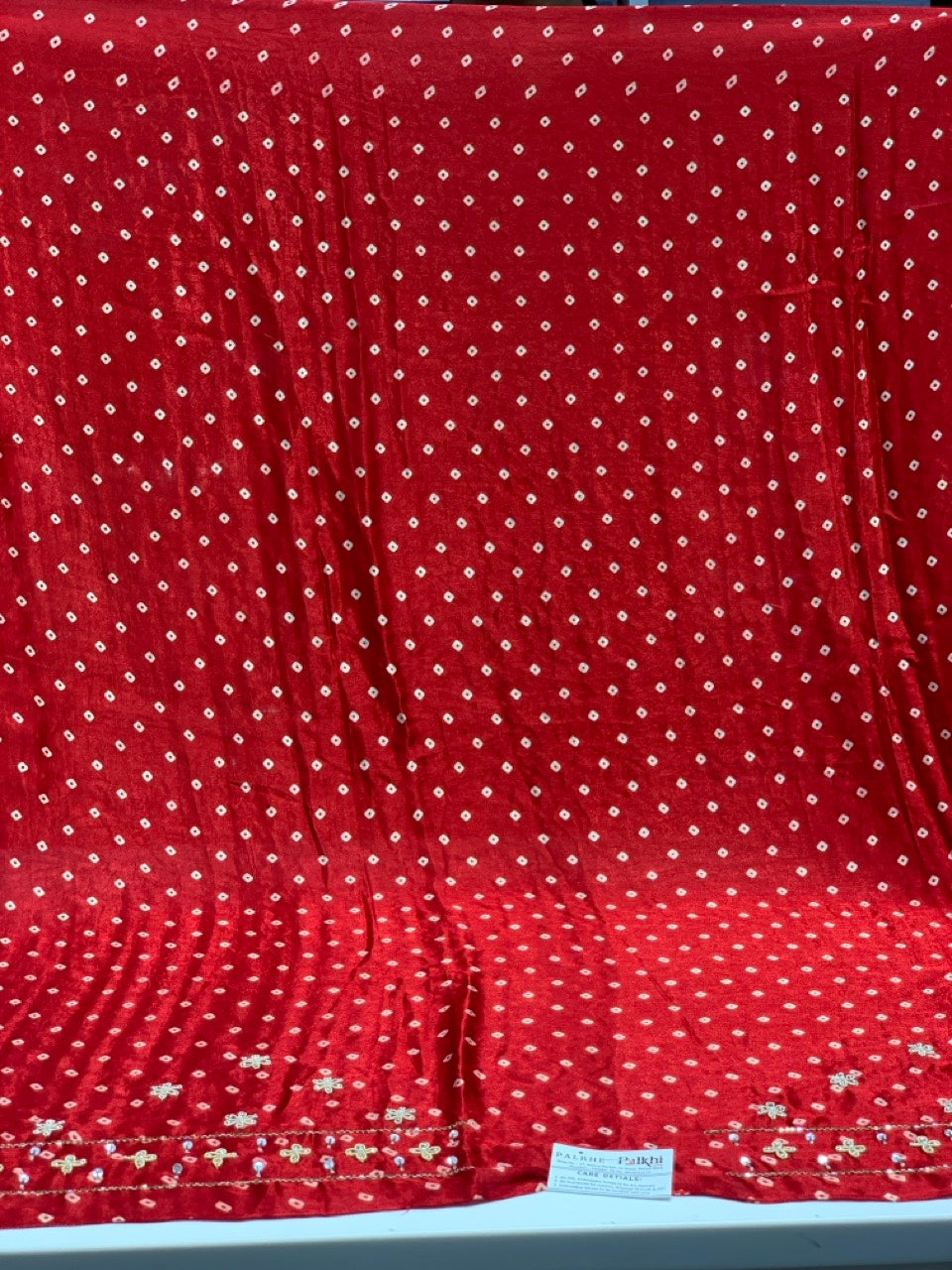Red Ajrakh x Hand Embroidery