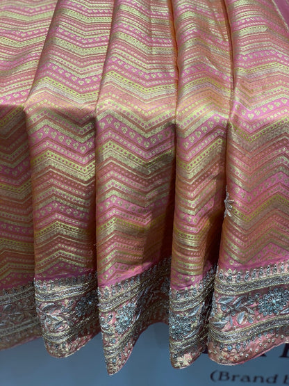Peach Pure Kanjivaram x Hand Embroidery