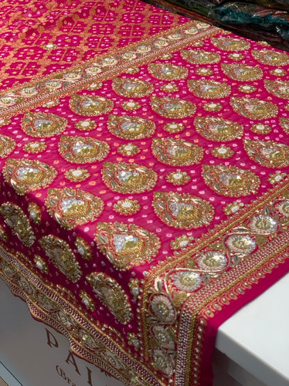 Pink Bandhej x Hand Embroidery