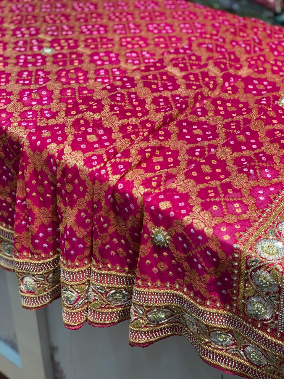 Pink Bandhej x Hand Embroidery