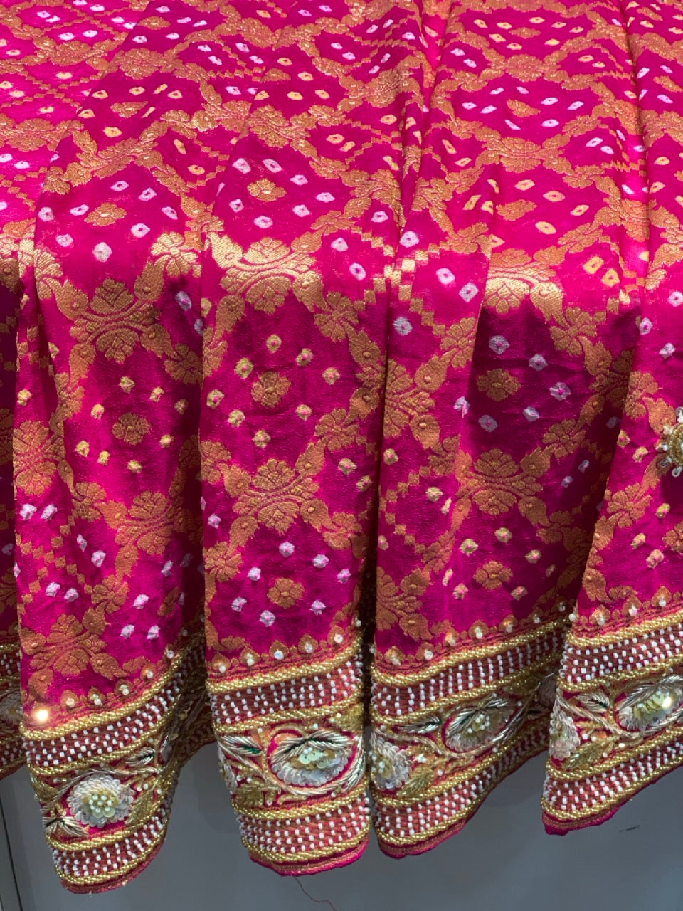 Pink Bandhej x Hand Embroidery