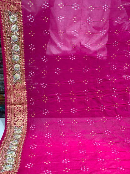 Pink Bandhej x Hand Embroidery