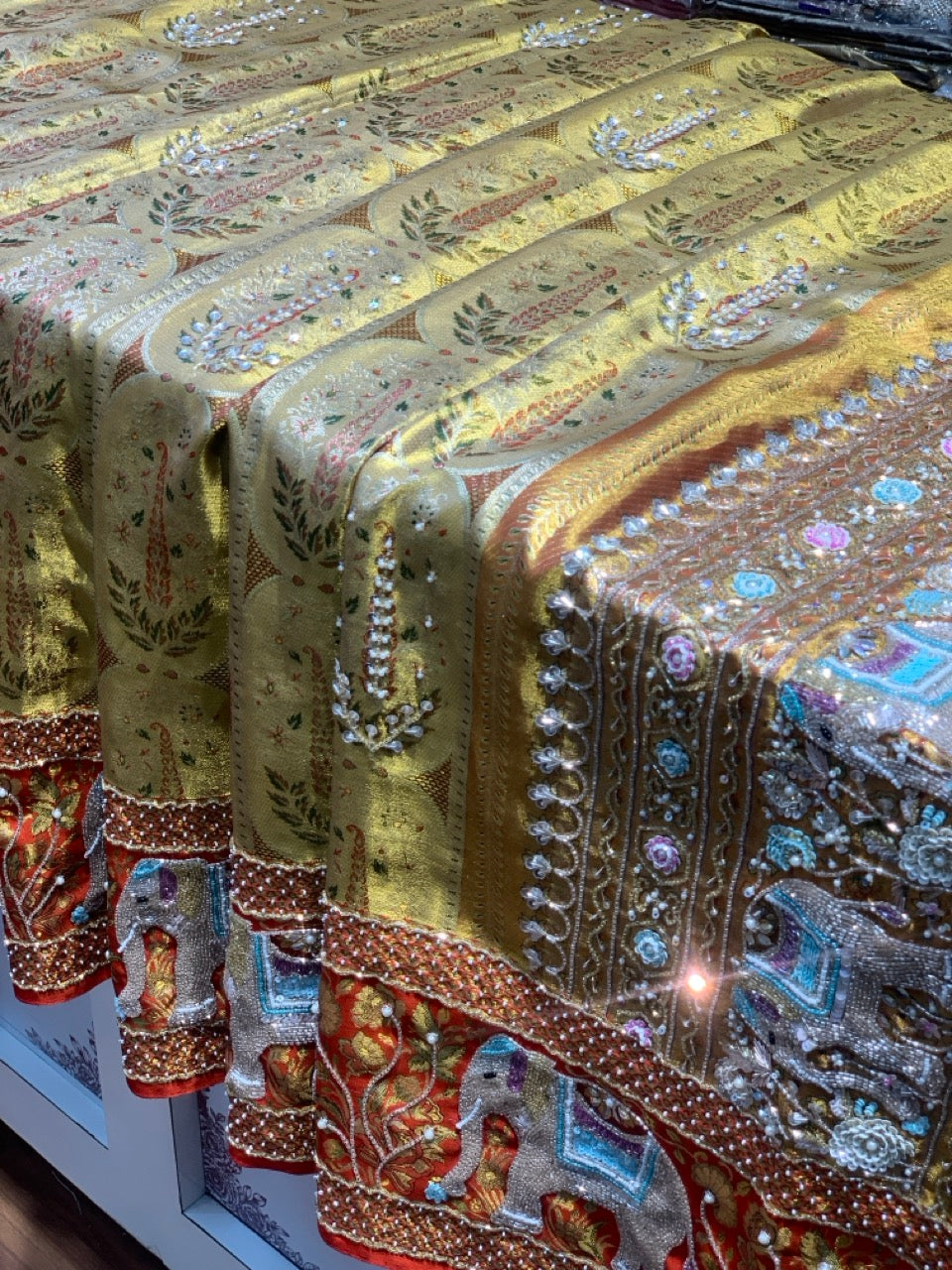 Gold Pure Kanjivaram x Hand Embroidery