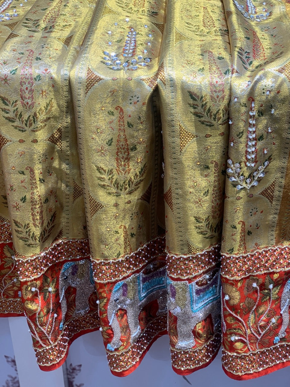 Gold Pure Kanjivaram x Hand Embroidery