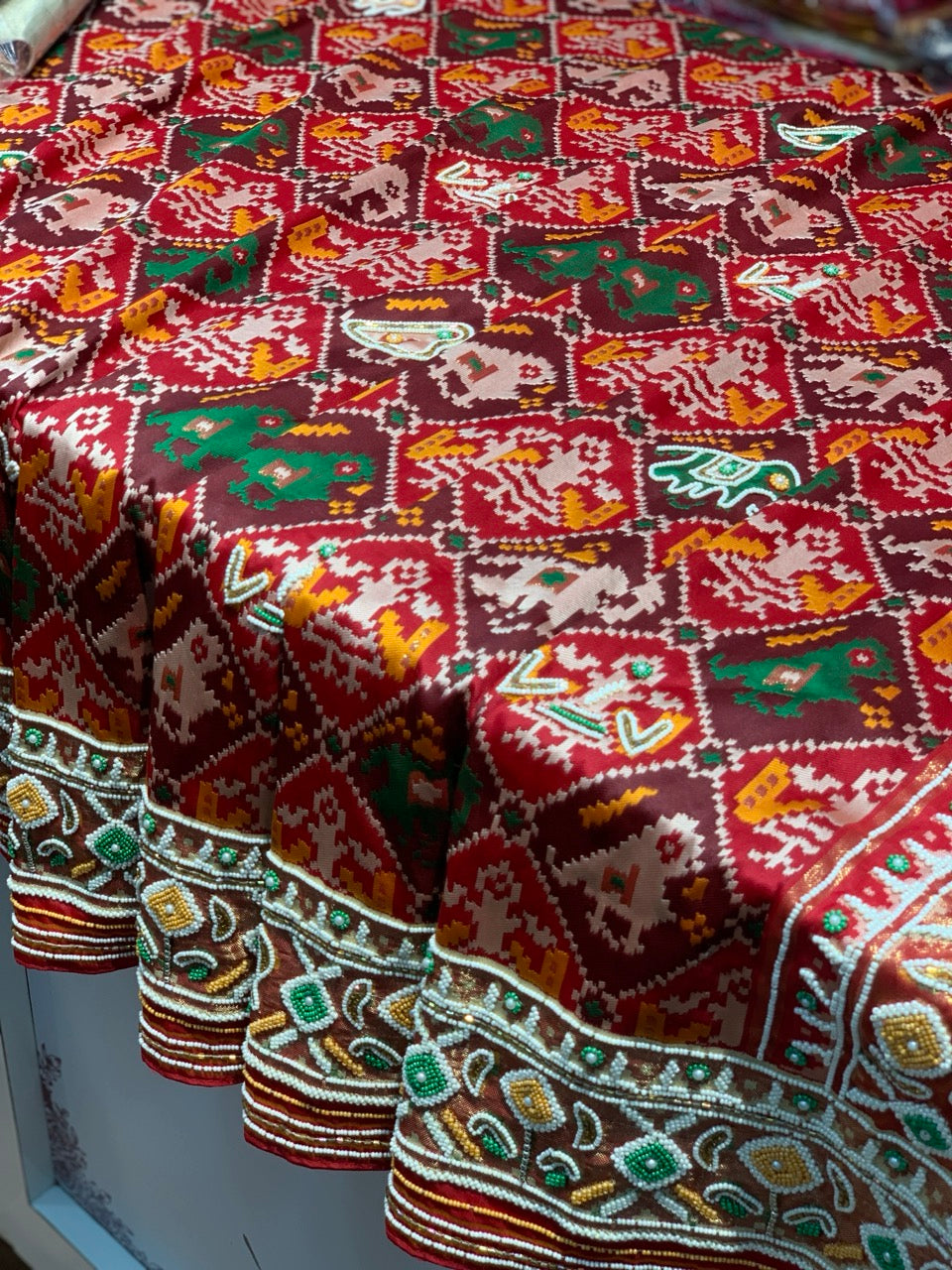 Reddish Maroon Patola x Hand Embroidery
