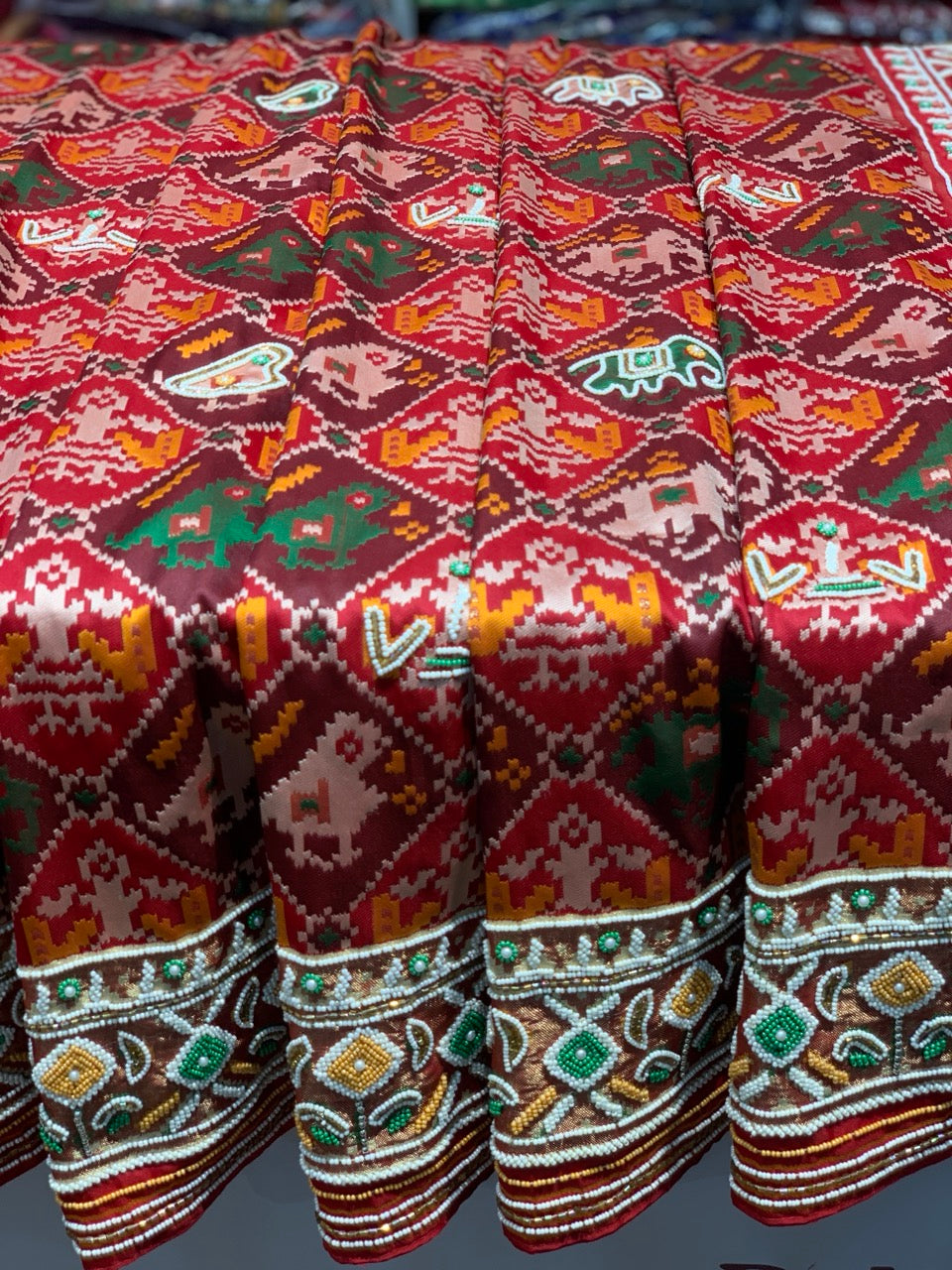 Reddish Maroon Patola x Hand Embroidery
