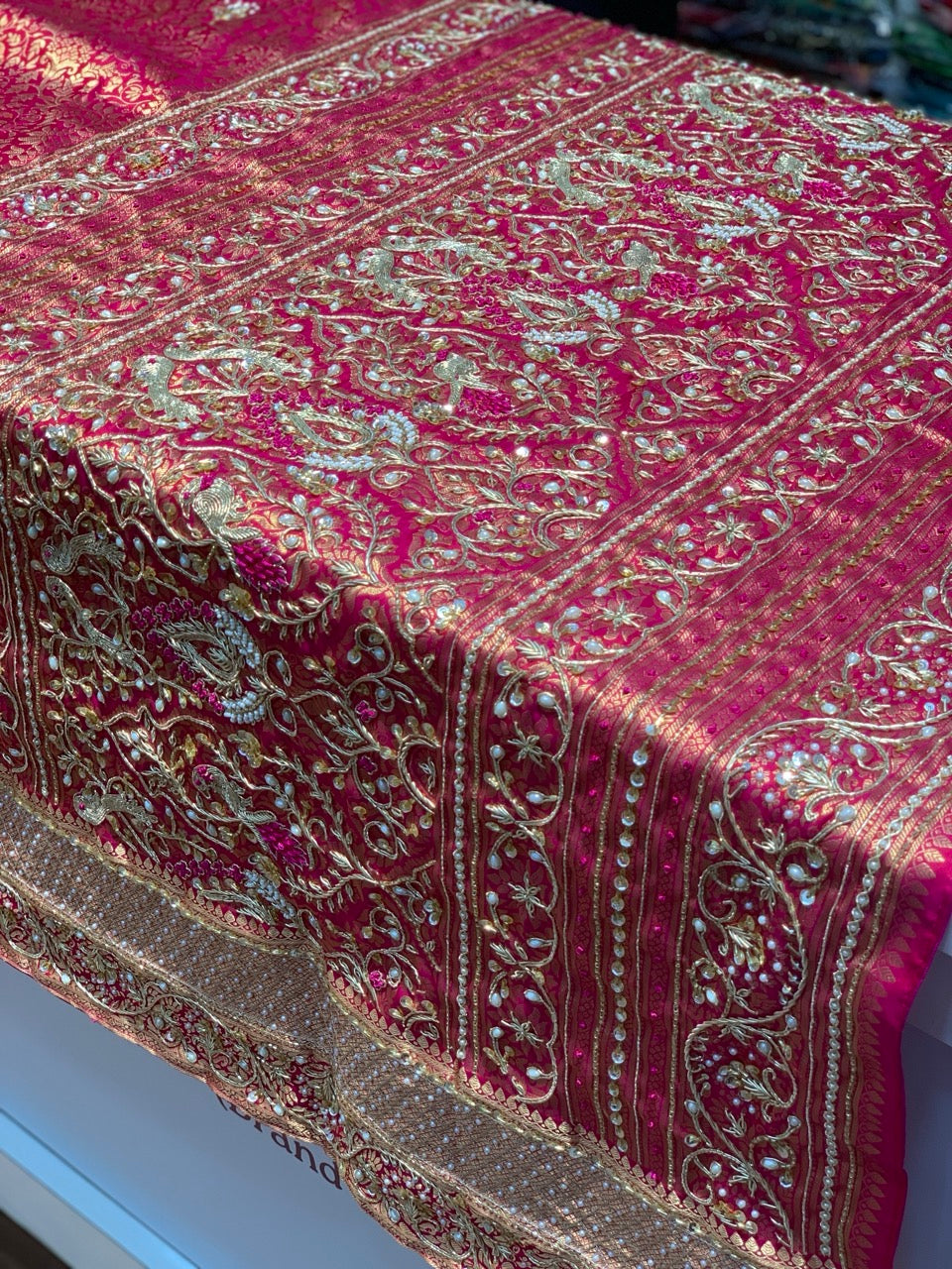 Rani Pink Kanjivaram x Hand Embroidery