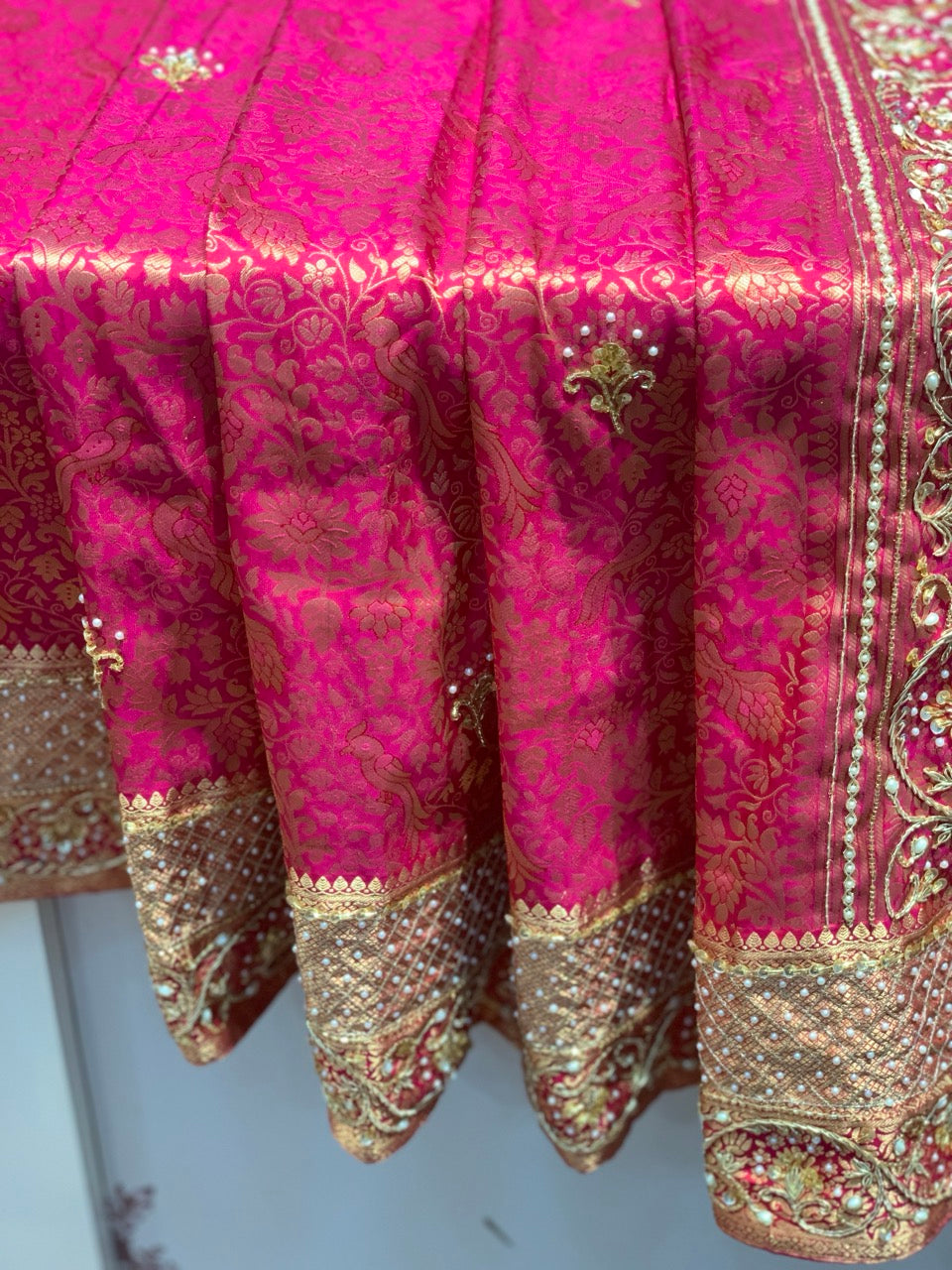 Rani Pink Kanjivaram x Hand Embroidery
