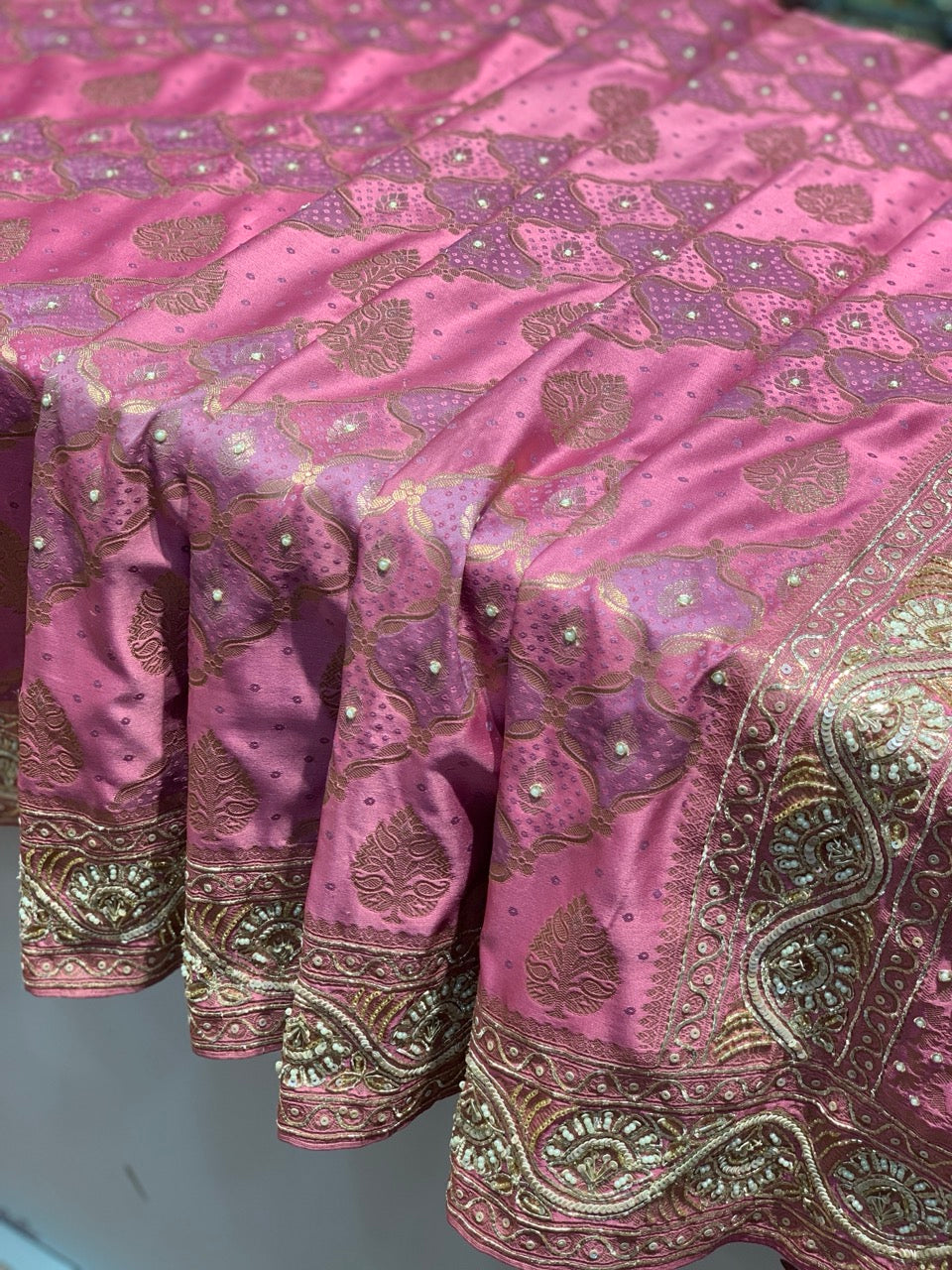 Rani Pink Banarasi X Hand Embroidery