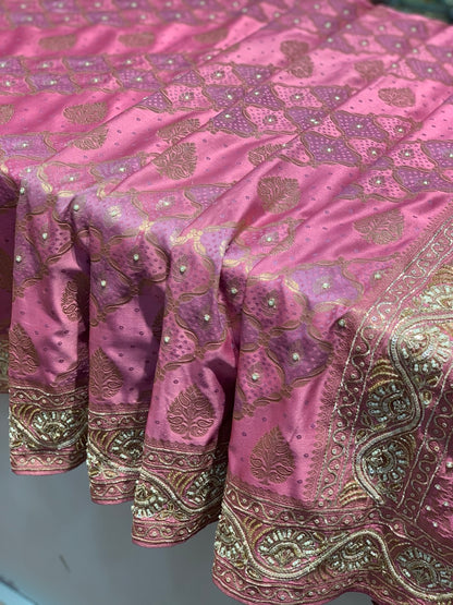 Rani Pink Banarasi X Hand Embroidery