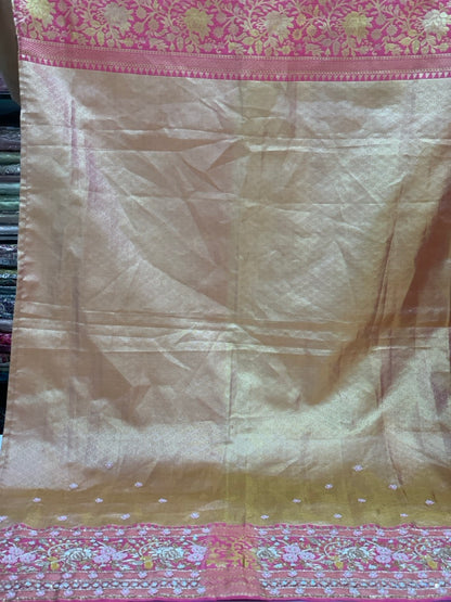 Pink Pure Kanjivaram With Meena Border x Hand Embroidery