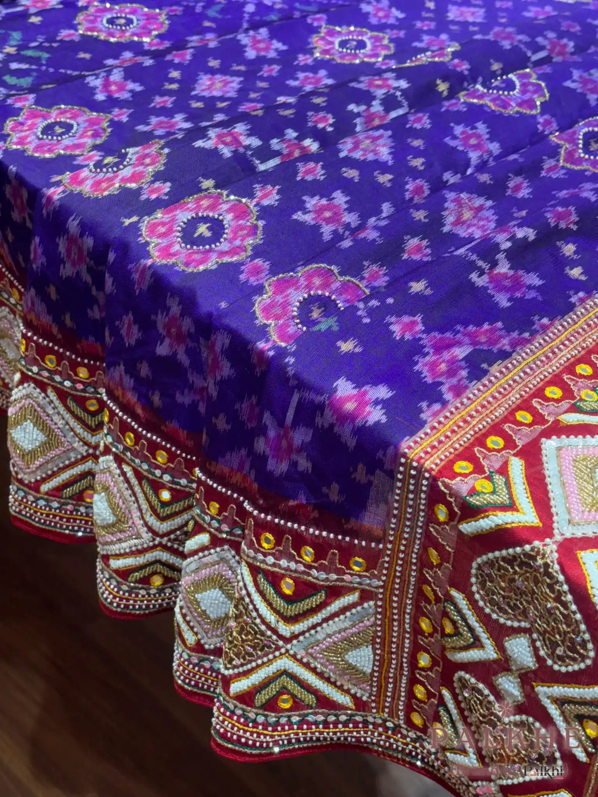 Purple Geometric Patola x Hand Embroidery (cu42)