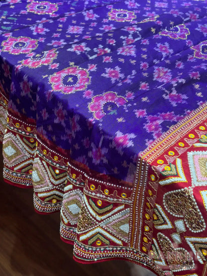 Purple Geometric Patola x Hand Embroidery (cu42)