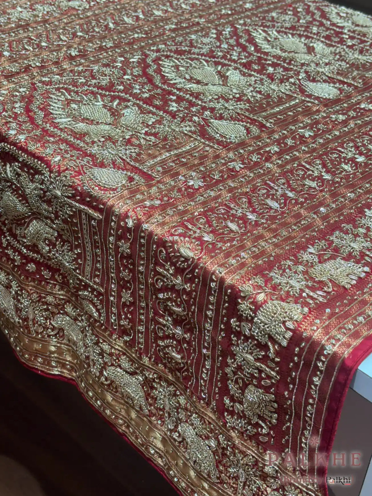 Reddish Maroon Traditional Motifs Kanjivaram x Hand Embroidery (CU28)