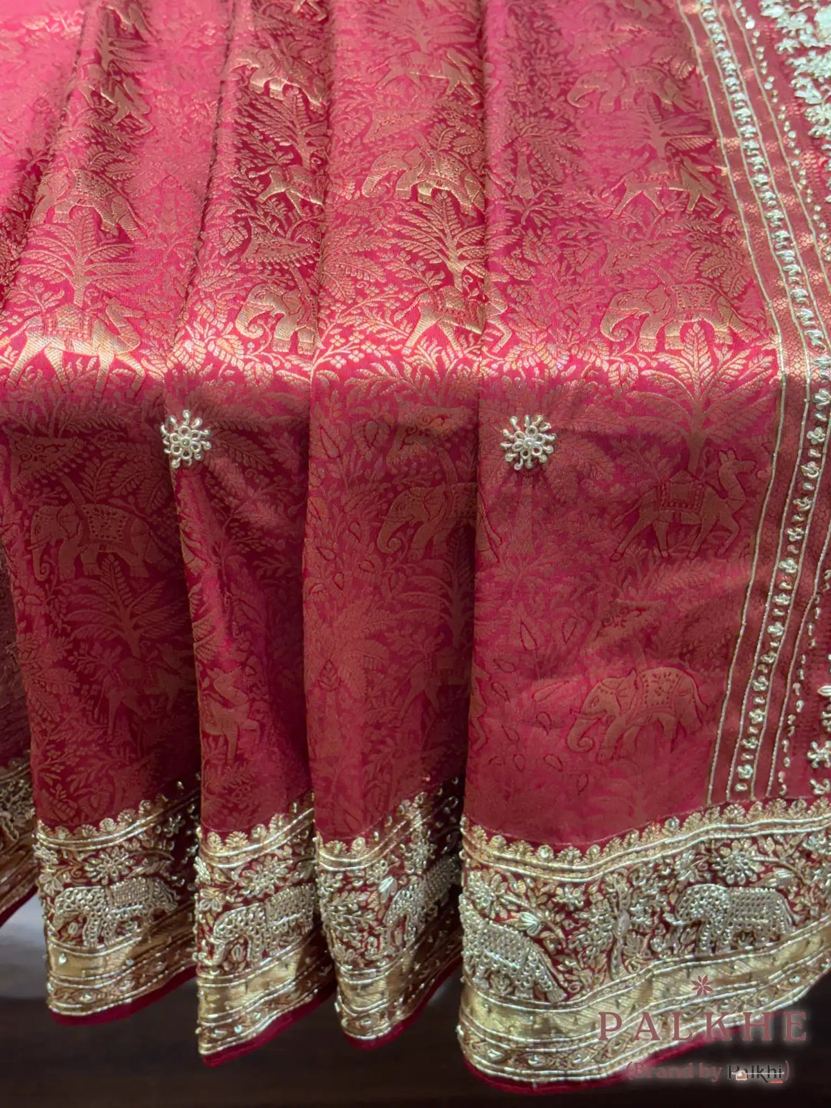 Reddish Maroon Traditional Motifs Kanjivaram x Hand Embroidery (CU28)
