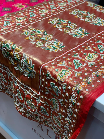 Rani Pink Traditional Geometric Motifs Patola x Hand Embroidery