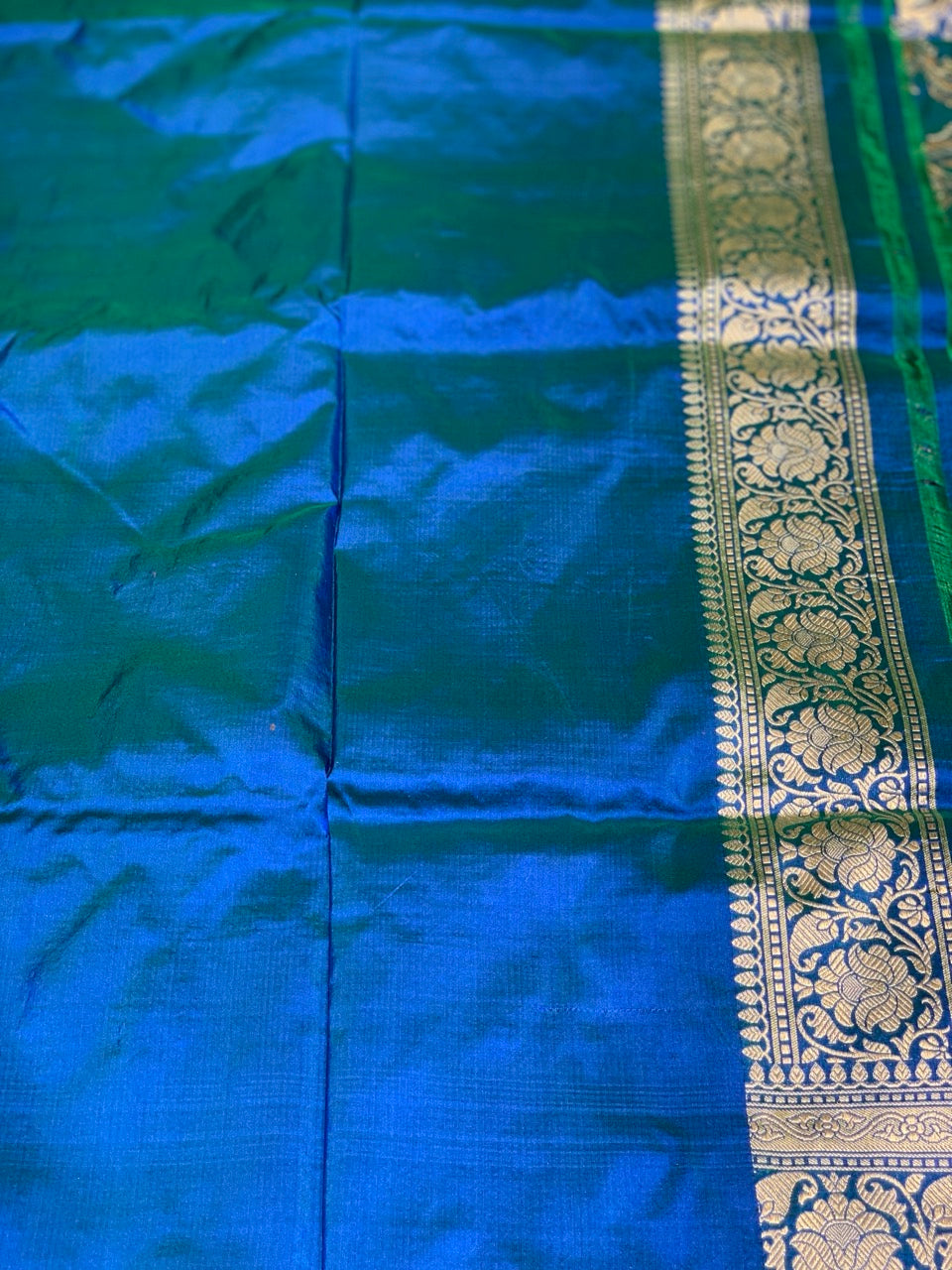 Royal Blue Banarasi Jaal in Pure Katan Silk