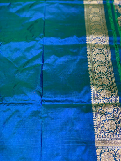 Royal Blue Banarasi Jaal in Pure Katan Silk