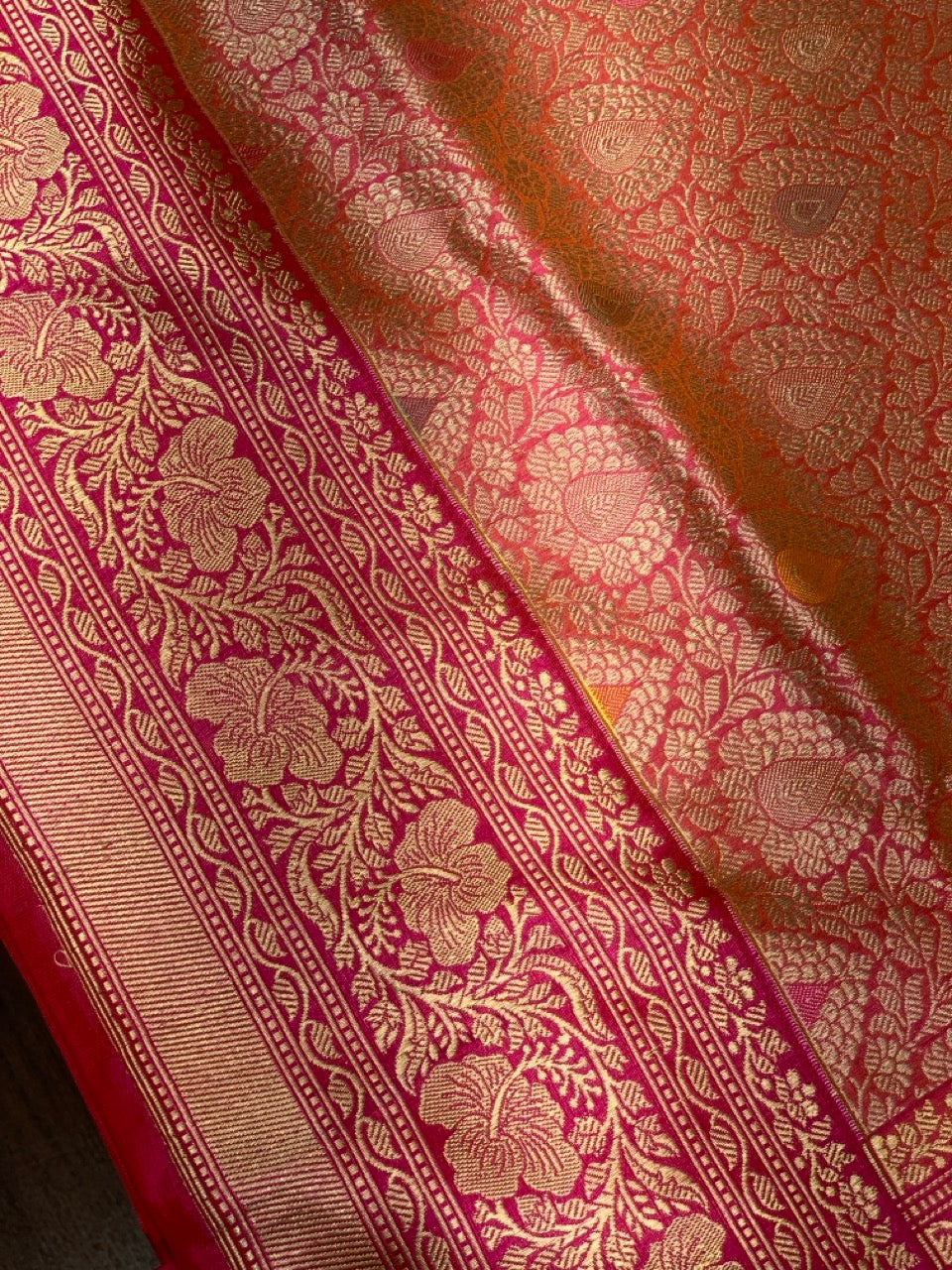 Baby Pink Banarasi Floral Jaal with Meenakari Butta in Pure Katan Silk