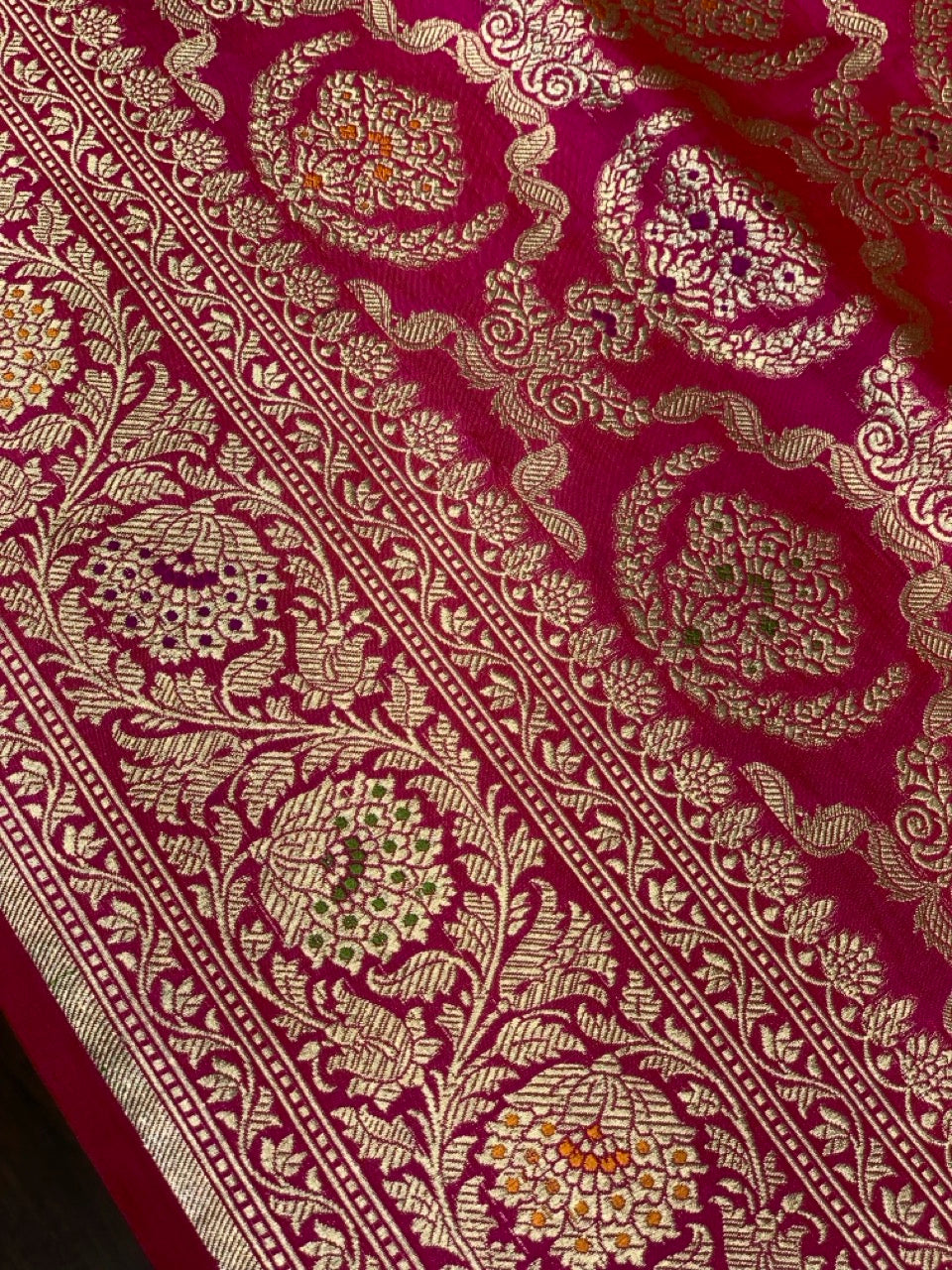 Rani Pink Banarsi in Meenakari Jaal in Pure Katan Silk