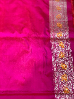 Rani Pink Banarasi Floral Buttas in Pure Katan Silk
