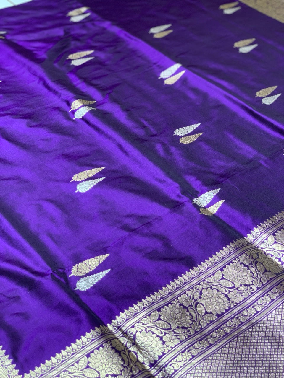 Purple Banarasi Butti in Katan Silk