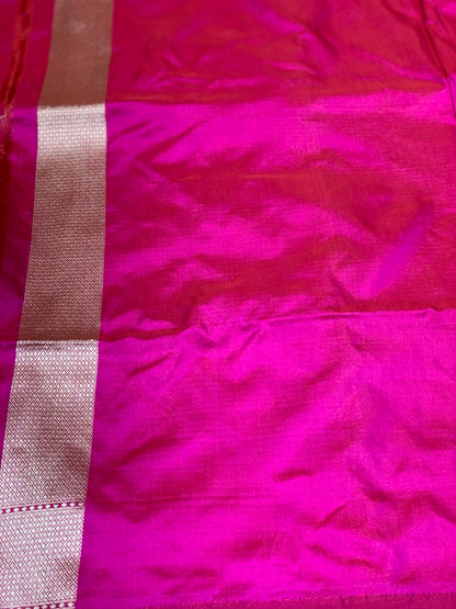 Rani Pink Banarasi Jaal in Pure Katan Silk