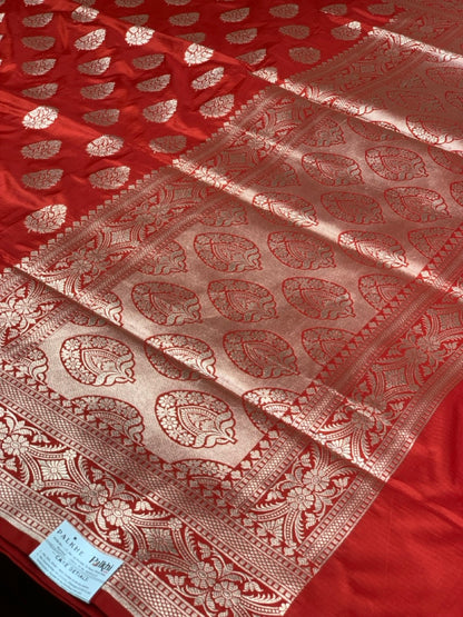 Red Banarasi Buttas in Pure Katan Silk