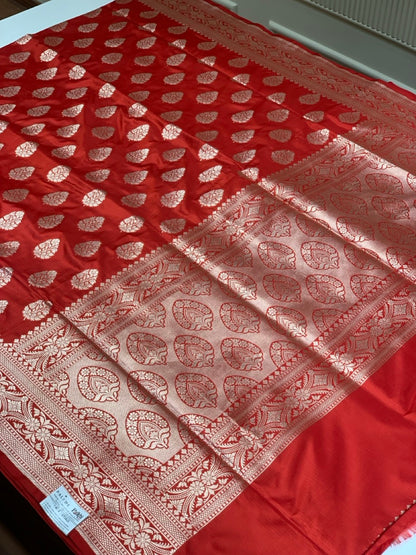 Red Banarasi Buttas in Pure Katan Silk