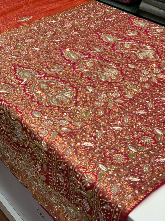 PURE SILK BROCADE KANJIVARAM (CONTRAST BORDER) X EMBROIDERY