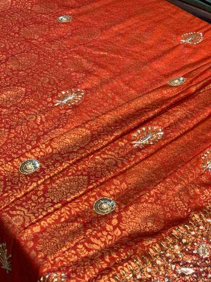 PURE SILK BROCADE KANJIVARAM (CONTRAST BORDER) X EMBROIDERY