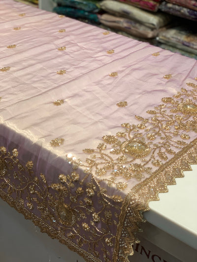 Lavender Buttas Semi Tissue Brocade x Hand Embroidery