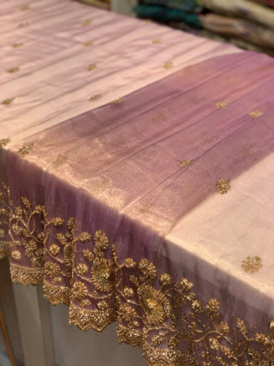 Lavender Buttas Semi Tissue Brocade x Hand Embroidery