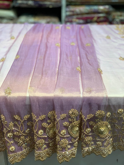 Lavender Buttas Semi Tissue Brocade x Hand Embroidery
