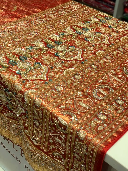 PURE SILK BROCADE KANJIVARAM X EMBROIDERY