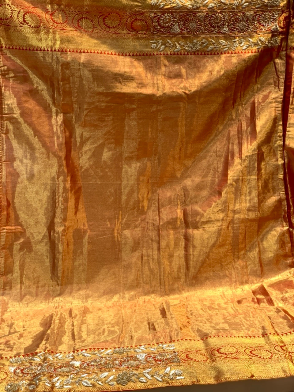 RUST ORANGE TISSUE KANJIVARAM X EMBROIDERY