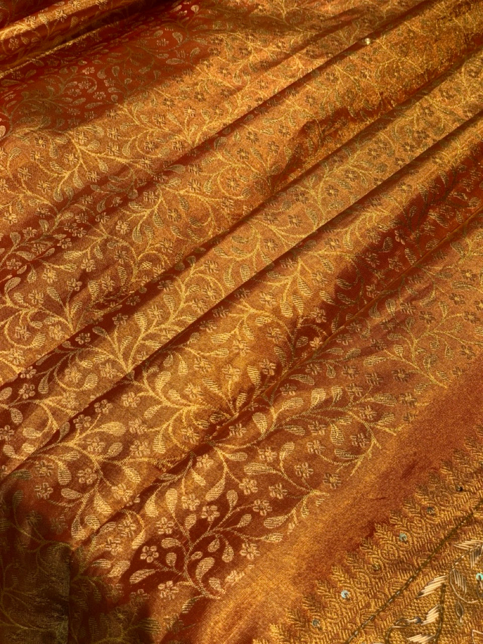 RUST ORANGE TISSUE KANJIVARAM X EMBROIDERY
