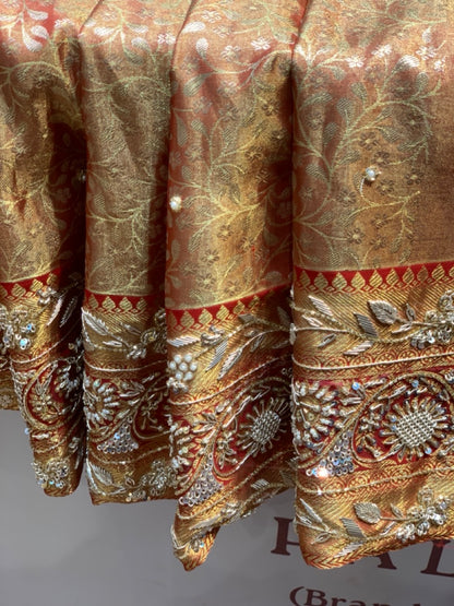 RUST ORANGE TISSUE KANJIVARAM X EMBROIDERY