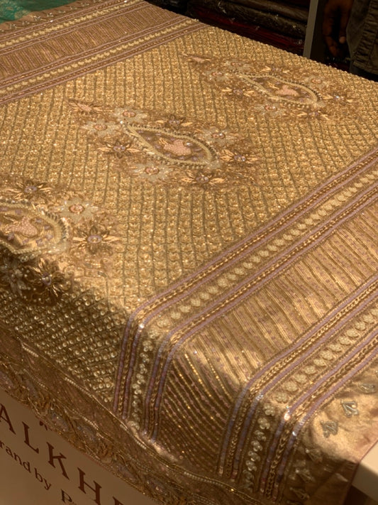 SAGE GREEN WITH PINK TISSUE KANJIVARAM X EMBROIDERY