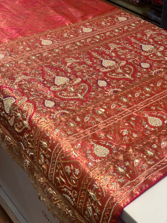 RANI PINK KANJIVARAM X EMBROIDERY