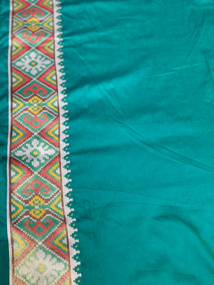 Green Base Multi Color Patola Animals Weave in Semi Silk