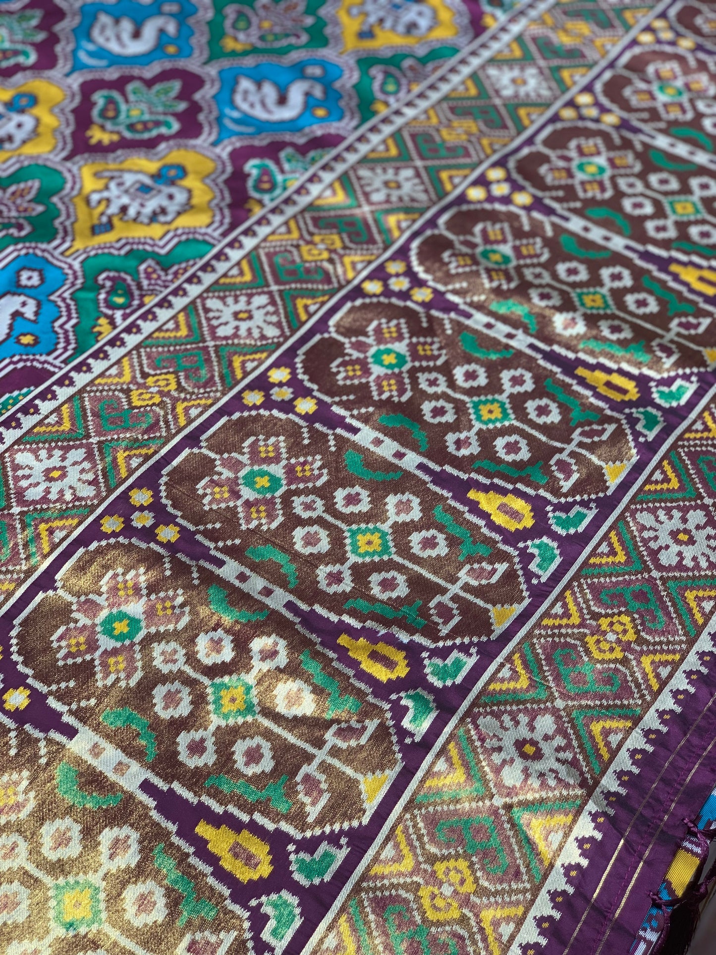 Purple Patola Animal Weave in Semi Silk