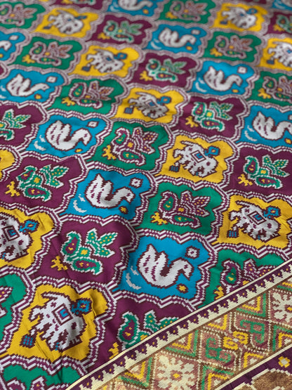 Purple Patola Animal Weave in Semi Silk