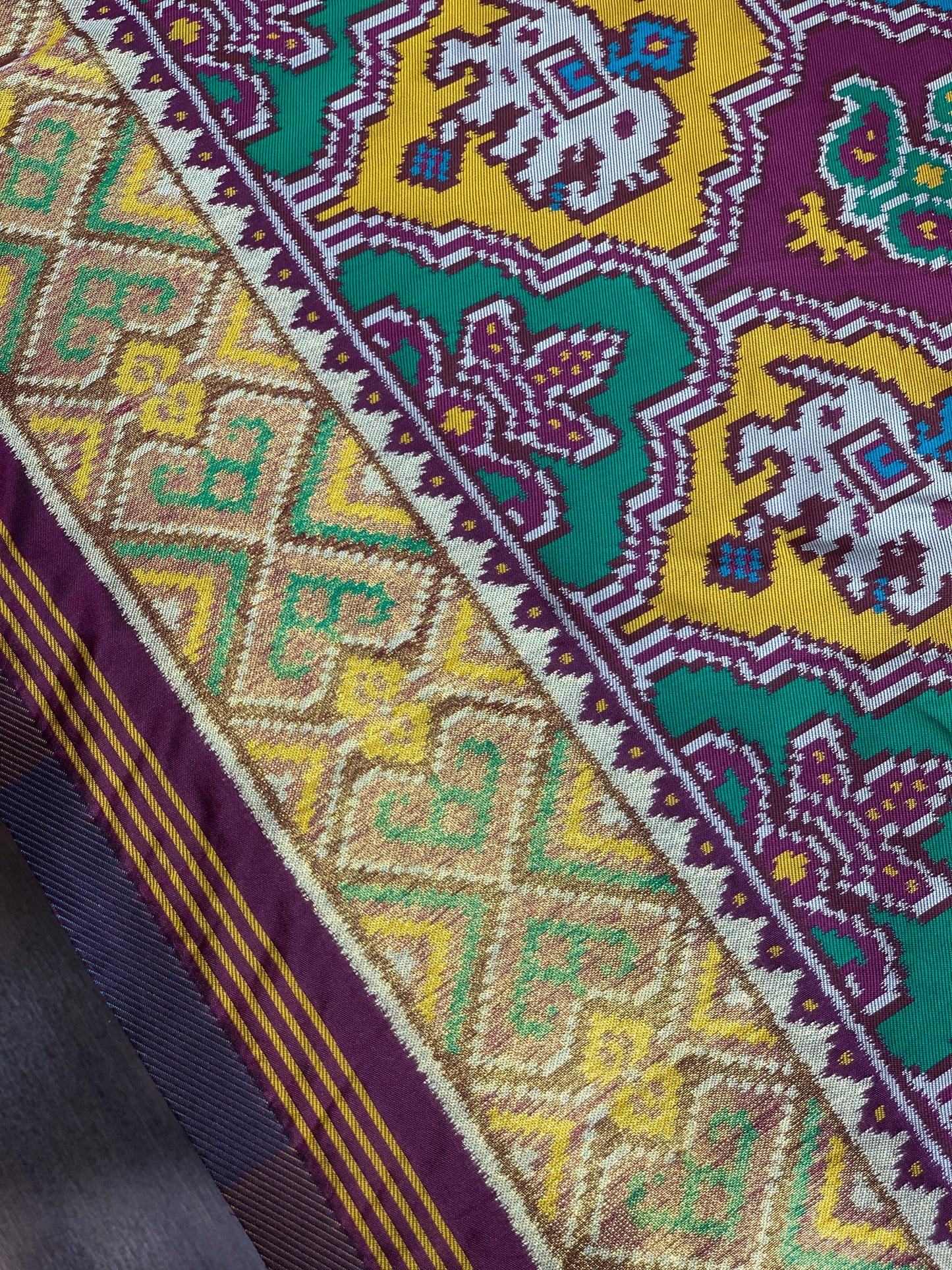 Purple Patola Animal Weave in Semi Silk