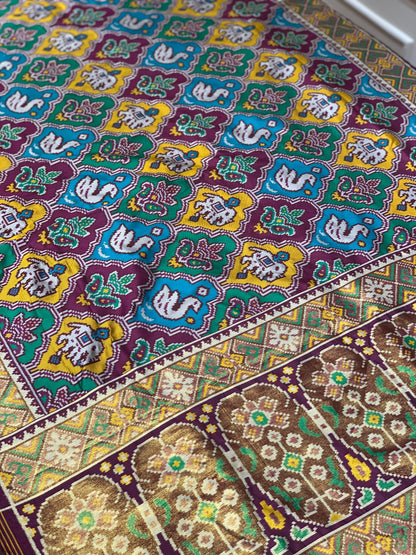 Purple Patola Animal Weave in Semi Silk