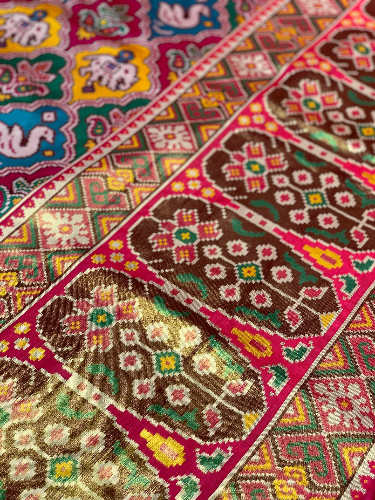 Pink Patola Animal Weave in Semi Silk