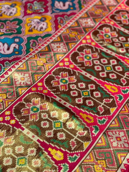 Pink Patola Animal Weave in Semi Silk